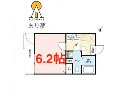 新子安レジデンス(1K/2階)の間取り写真