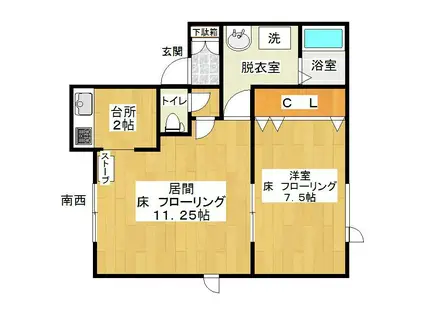 ルメリディアンモコ(1LDK/1階)の間取り写真