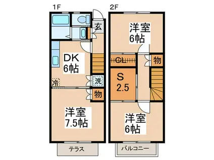 ドミルあざみ野(3SDK/1階)の間取り写真