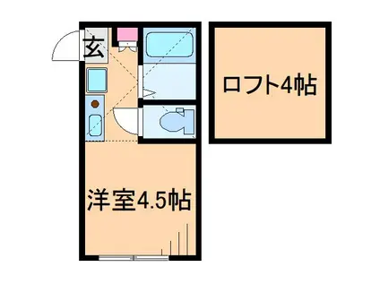 ヒルズ日吉A棟(ワンルーム/2階)の間取り写真