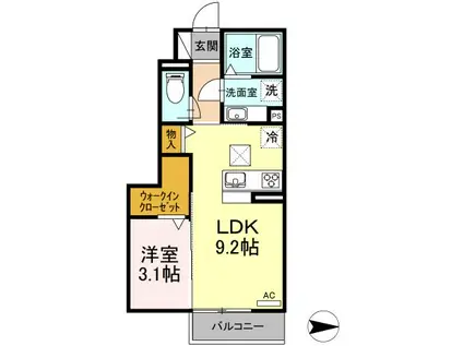 エクセル21 V(1LDK/1階)の間取り写真