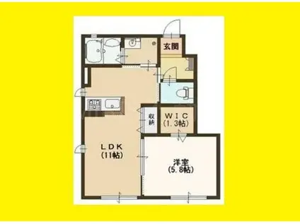 ピュアヴェール(1K/1階)の間取り写真