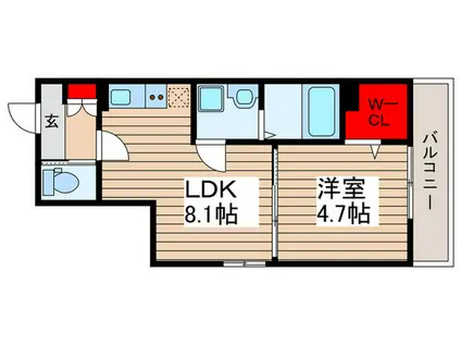 ルミエール(1LDK/2階)の間取り写真