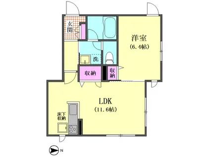 INNER THOUGHTS(1LDK/1階)の間取り写真