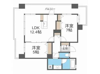 エイルマンション博多駅ゼオン(2LDK/7階)の間取り写真