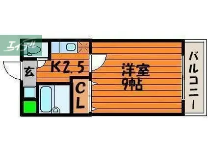 キャッスル津島(1K/3階)の間取り写真