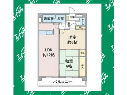 リバーサイド雅(2LDK/4階)の間取り写真