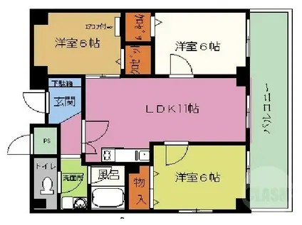 サンピア南茨木(3LDK/3階)の間取り写真