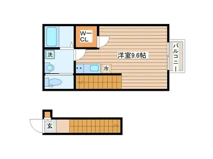 ベルグラン桜I(ワンルーム/2階)の間取り写真