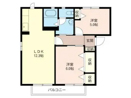 シェリールB(2LDK/2階)の間取り写真