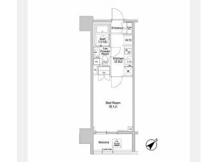 コンフォリア品川イースト(1K/2階)の間取り写真