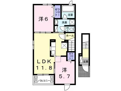 ベルハウス尾平(2LDK/2階)の間取り写真