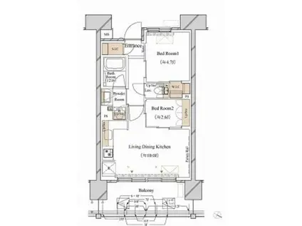 ブランシエスタ新丸子リバーフロ(2LDK/4階)の間取り写真