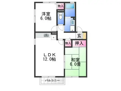 GRACE COTE III番館(2LDK/2階)の間取り写真