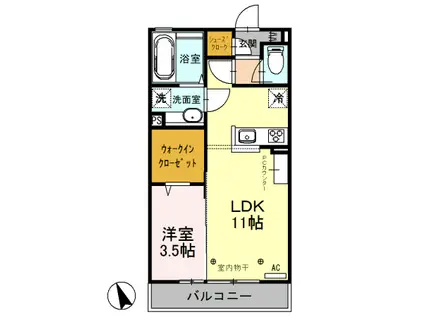 D-ROOM メゾン・ラシュレ303(1LDK/3階)の間取り写真