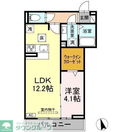 セレスティア長良 イースト(1LDK/3階)の間取り写真