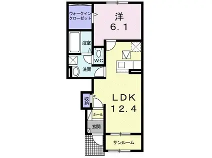 サン・ディア・ベルジュ I(1LDK/1階)の間取り写真