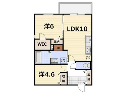 HYGGE伏見(2LDK/1階)の間取り写真