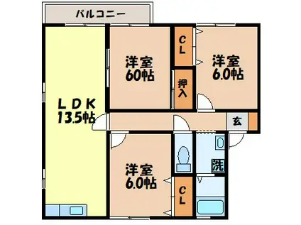 セジュール久山台(3LDK/2階)の間取り写真