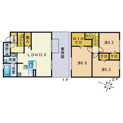 D-ROOMウエスト彩都 弐番館(3LDK/1階)の間取り写真