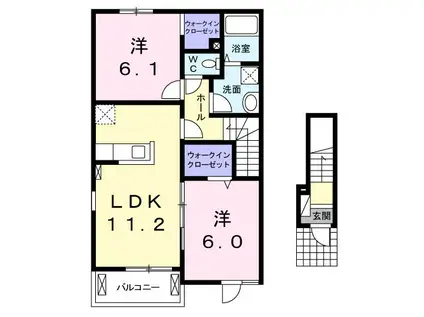 関南町レジデンスV(2LDK/2階)の間取り写真