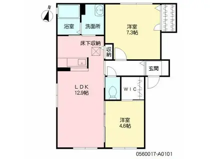 ビラ産島 壱番館(2LDK/1階)の間取り写真