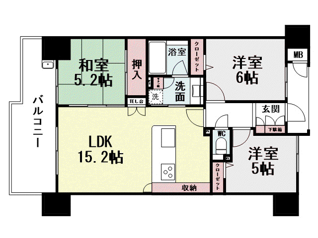リヴィエールソフィア日明(3LDK/11階)の間取り写真