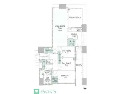 アイランドシティオーシャン&フォレストタワーレジデンスイースト棟(3LDK/19階)の間取り写真