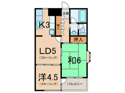 アーバン祖師ヶ谷(2LDK/1階)の間取り写真