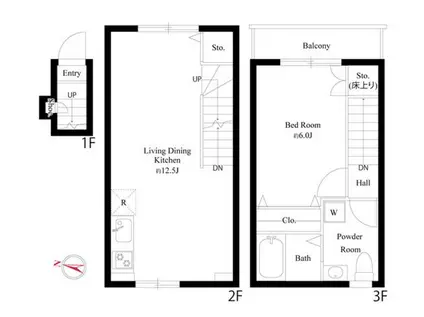 ブライトテラス大島(1LDK/2階)の間取り写真