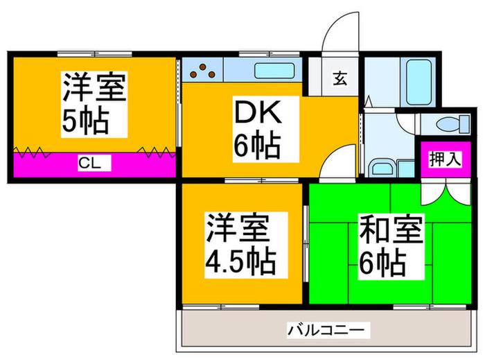 ロイヤルモズ(3DK/3階)の間取り写真