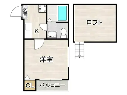 サンシャイン竹下(1K/2階)の間取り写真