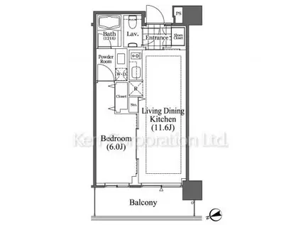 芝浦アイランド ブルームタワー(1LDK/21階)の間取り写真