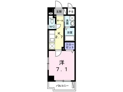 マンション嘉利吉 II(1K/3階)の間取り写真