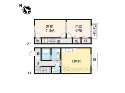 メゾネット和(2LDK/1階)の間取り写真