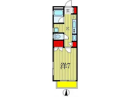 ヒューマンパレス新松戸I(1K/1階)の間取り写真