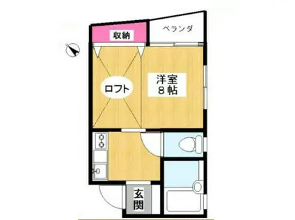 メゾネット平山(1K/2階)の間取り写真