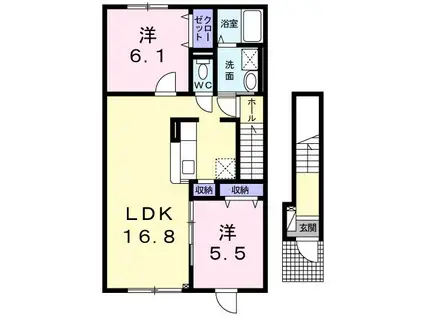 サニーハウス(2LDK/2階)の間取り写真