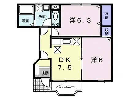 コモドブリッサ(2DK/1階)の間取り写真