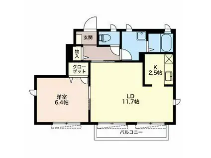 アムールフジ(1LDK/1階)の間取り写真