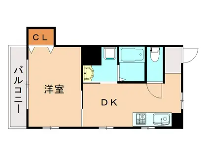 日の出ビル(1DK/3階)の間取り写真