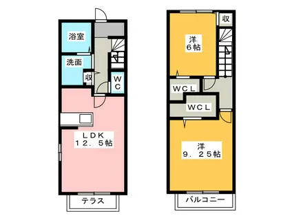 サルカーサ(2LDK/1階)の間取り写真