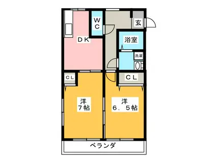 フローラさくら(2DK/2階)の間取り写真