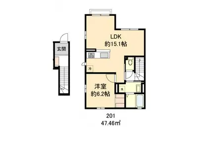 ロンジュピタ(1LDK/2階)の間取り写真