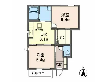 タウンコートB(2DK/1階)の間取り写真