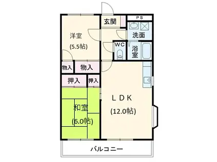 グランドール浦和 II(2LDK/2階)の間取り写真