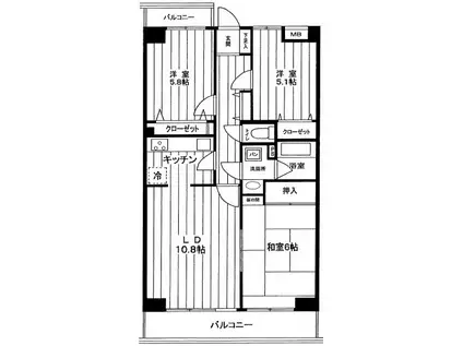 レクオス読売ランド(3LDK/2階)の間取り写真