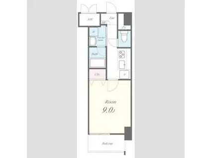 トレヴィ高岳(1K/10階)の間取り写真