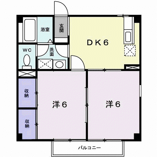 クレセント(2DK/1階)の間取り写真