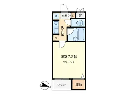 クレスト学芸大学(1K/2階)の間取り写真